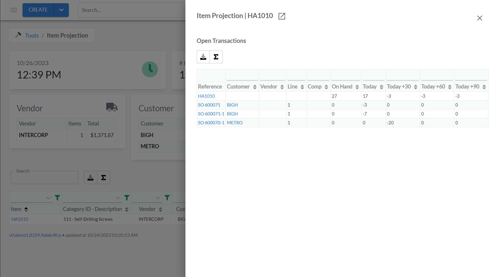 screenshot of 10X ERP